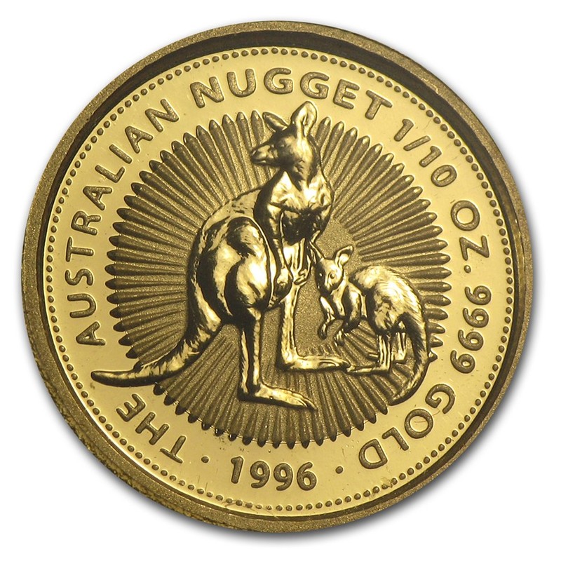 Золотая монета Австралии «Кенгуру» 1996 г.в., 3.11 г чистого золота (проба 9999)