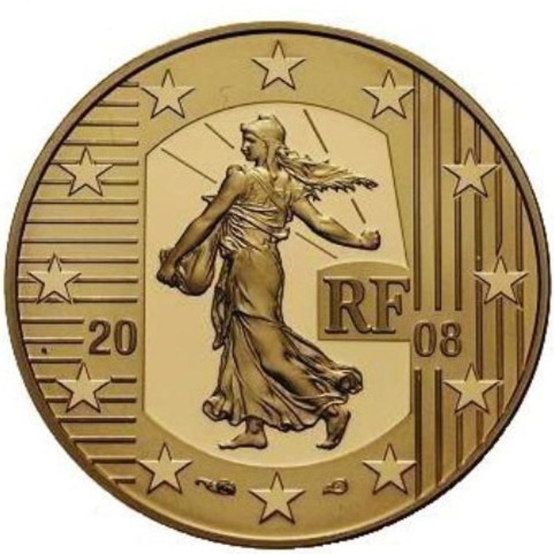 Золотая монета Франции «Сеятельница» 2008 г.в., 7.78 г чистого золота (проба 0.920)