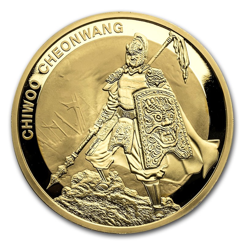 Золотой жетон Южной Кореи «Чи Ю» 2016 г.в., 31.1 г чистого золота (проба 0.999)